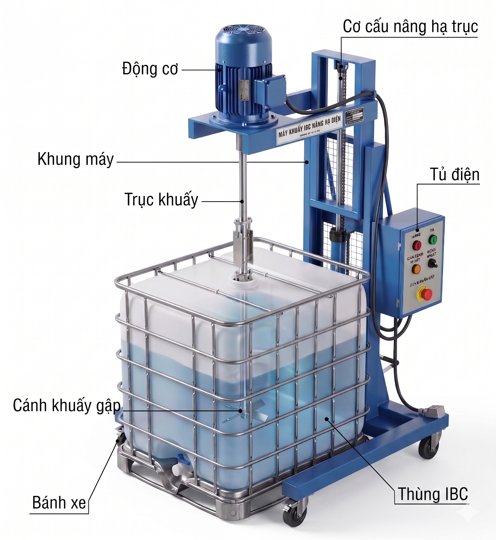 Máy khuấy hóa chất bồn IBC