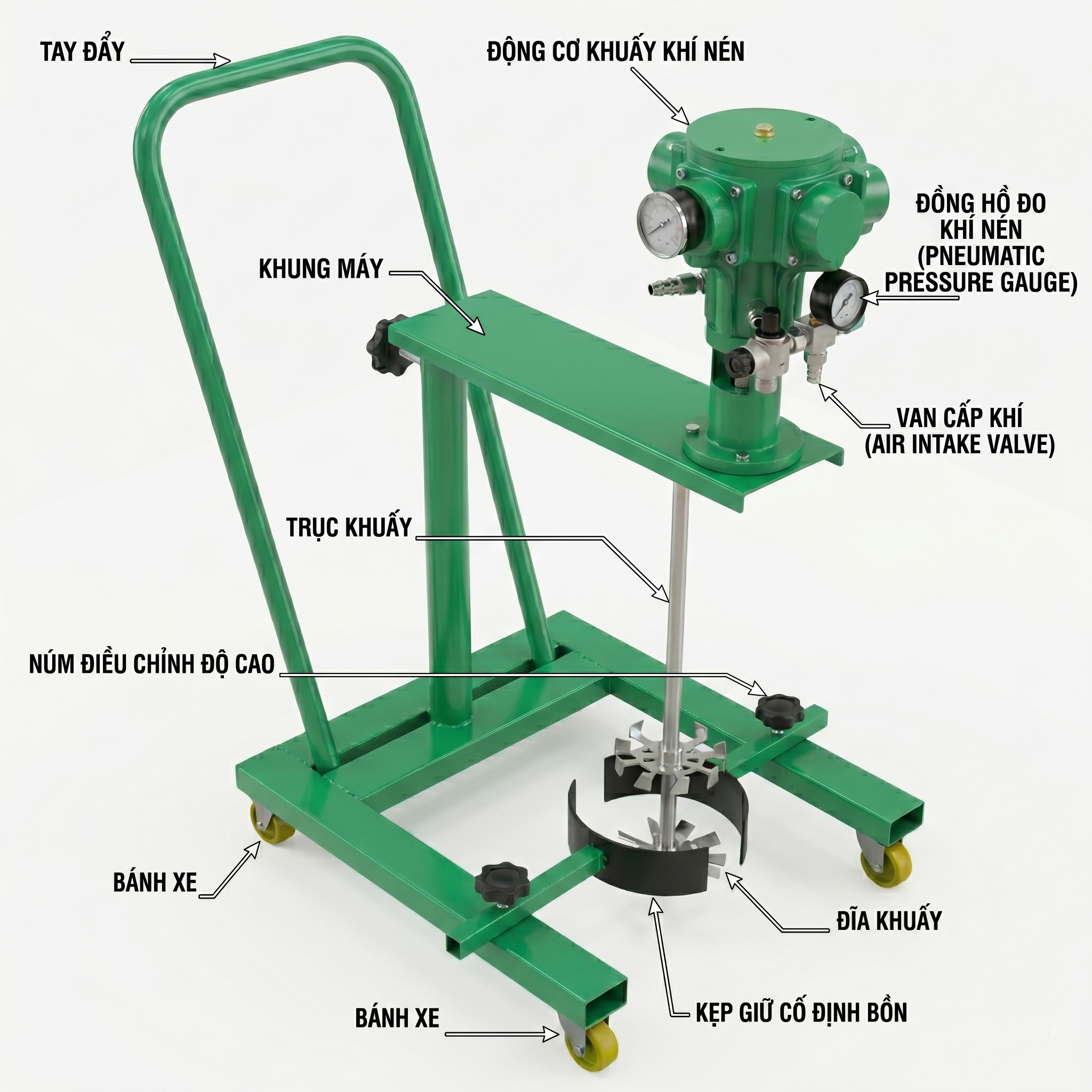 Máy khuấy khí nén 10 50 lít