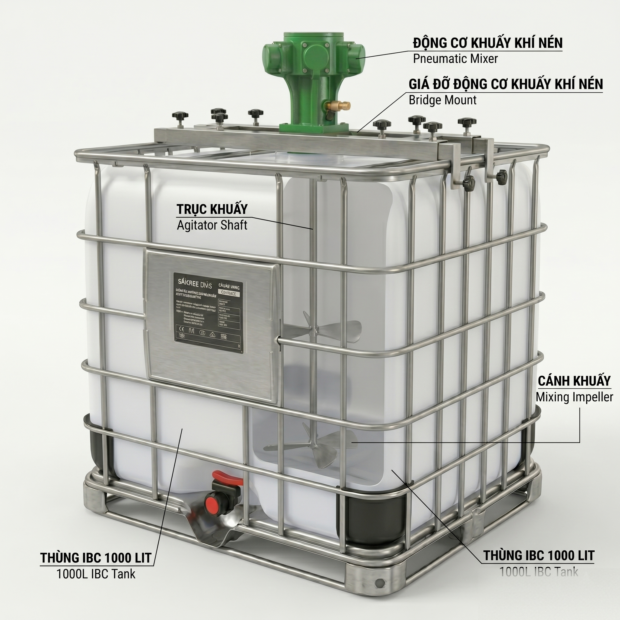 Máy khuấy thùng IBC