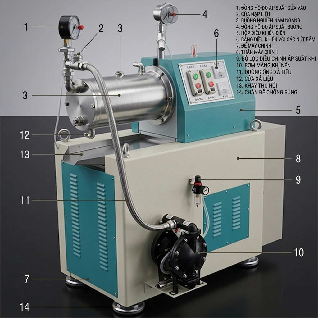 Máy nghiền ngang 30 48 60 lít