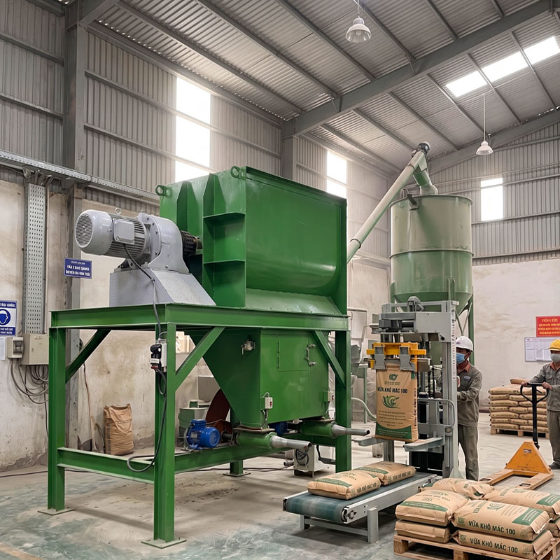 Máy trộn vữa khô 1000kg 2 tầng cho dây chuyền vữa khô công suất lớn